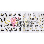 Stickere 3D Combinate  3DA11 Pisici Negre cu Auriu 6 folii